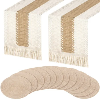 1 комплект круглых плетеных салфеток набор сращивание хлопкового стола в стиле бохо с кисточками