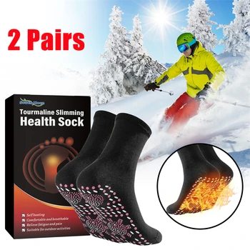 2 пары Зимние самонагревающиеся носки для здравоохранения Повседневные термальные чулки Противохолодные лыжи Открытый спортивный массаж Мужчина Короткий носок