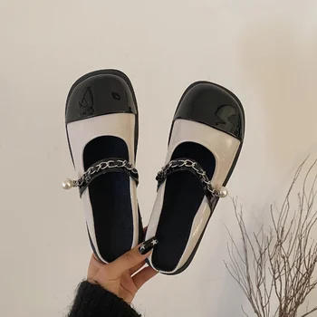 2023 Весна Лето Женщины Мюли Обувь Бренд Тапочки Мода Квадратный носок Baotou Тапочки с металлической цепочкой Chaussure Femme