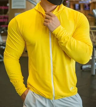 2023 Высококачественная мужская куртка Спортивные футболки с длинным рукавом на молнии Быстросохнущие пальто для фитнеса в тренажерном зале Толстовки для бега