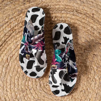 2023 Летняя модная обувь для женщин Лаконичные сладкие женские тапочки набор пальцев ног Обувь Женская бабочка с узлом Повседневные тапочки Женщины