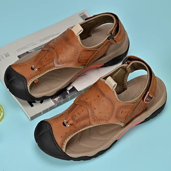 2023 Натуральная кожа Мужская обувь Лето Новый Большой Размер Мужские Сандалии Мужские Сандалии Модные Сандалии Тапочки Большой Размер 38-46