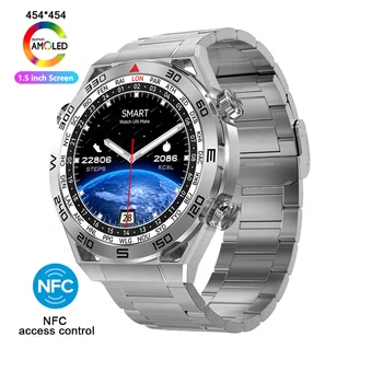 2024 Новые смарт-часы NFC Мужчины GPS-трекер AMOLED 454 * 454 HD Экран ЧСС ЭКГ + PPG Bluetooth Вызов Смарт-часы для Android IOS