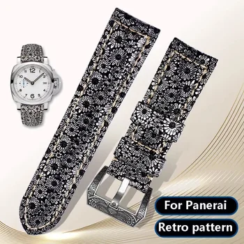 22 мм 24 мм 26 мм PAM111 PAM441 Кожаный ремешок для часов Panerai Кожаный ремешок для часов в стиле ретро водонепроницаемый мужской браслет черный