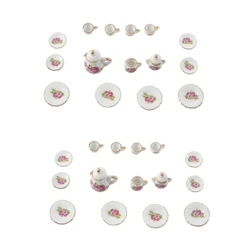 30 штук фарфоровый чайный сервиз кукольный домик миниатюрные продукты китайская посуда для роз чашка