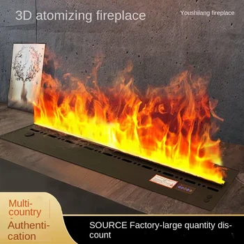 3D Атомизированное ядро камина Моделирование пламени Интеллектуальный электронный камин Встроенный увлажнитель 7-цветная модель голосового управления