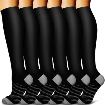 6 пар женские и мужские медные черные компрессионные носки против усталости облегчение боли градуированная компрессия 15-20 мм рт.ст. спортивные носки