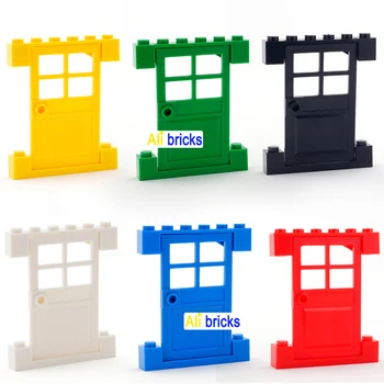 6 шт. DIY Блоки Строительные кирпичи Двери и окна Образовательная сборка Строительные игрушки для детей, совместимые с брендами
