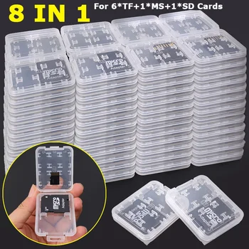 8 в 1 Пластиковая коробка для хранения карт памяти Чехол для карт SD SDHC TF MS Водонепроницаемый антиударный органайзер для переноски микрокарт