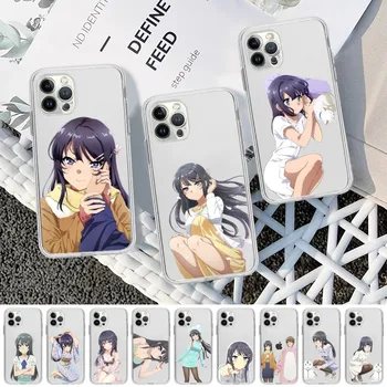 Anime mai sakurajima Чехол для телефона iPhone 15 14 13 12 11 Pro Max Mini X Xs XR 6 7 8 Plus SE 2020 Прозрачный чехол