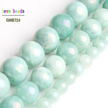 Apple Green Beads Гальванический камень DIY Бусины для DIY Браслет Ювелирные изделия Изготовление Angelite 15