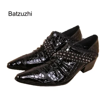 Batzuzhi Итальянская кожаная обувь 6,5 см Обувь на высоком каблуке ManMan Платье Обувь Кожаные Свадебные и Вечерние Туфли Мужчины, Размер US6-12