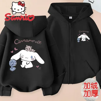 Cartoon Sanrio Cinnamoroll Толстовка с капюшоном Осень-зима Keep Warm Jacket Fit Взрослый Ребенок Родитель-ребенок Одежда Пальто Девочка Подарки на день рождения