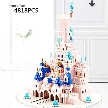 Fairy Tales Парк развлечений Микро Алмазный блок Розовый замок принцессы Собрать модель Кирпичная игрушка Nanobricks Коллекция для девочек