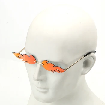 Fire Flame Солнцезащитные очки Очки для вождения автомобиля Трендовые узкие очки UV 400 Модные солнцезащитные очки без оправы Wave Уличная одежда