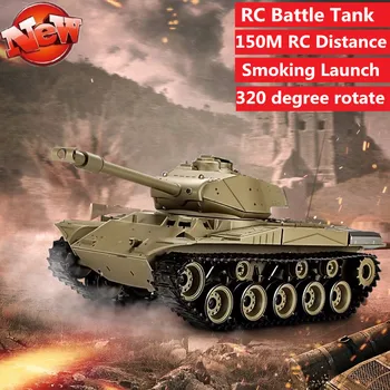 High Simulation M41A3 2.4G 1:16 RC Battle Tank Игрушечная модель может запускаться Курение вверх вниз Rotate Rmeonte Control Tank Kid игрушечные подарки
