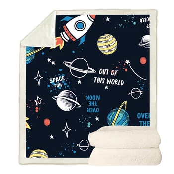 HX Astronaut Rocket Детские одеяла 3D Все Напечатанное Двухслойное Одеяло Плед Держать Тепло Кондиционер Одеяло