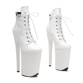 LAIJIANJINXIA Новая мода 23 см / 9 дюймов PU верхняя танцевальная обувь на высоком каблуке платформа женские современные ботильоны 147