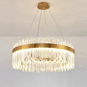 LED Люстры Хрустальные подвесные потолочные светильники для гостиной Столовая Кухня Золотой подвесной светильник Внутреннее освещение AC110V-240V