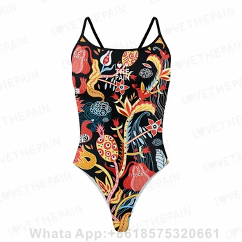 Love The Pain Summer Ladies One Piece Sexy Swimsuit Professional Athletic Competition Training Swimwear Quick Dry Sport Swimsuit