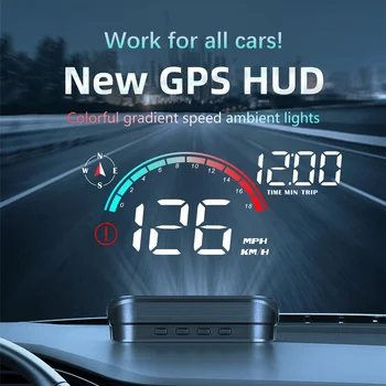 M22 Автомобиль Проекционный дисплей Скорость RPM MPH HUD GPS Спидометр Экран Проектор Приборная панель с одометром Сигнализация превышения скорости для всех автомобилей