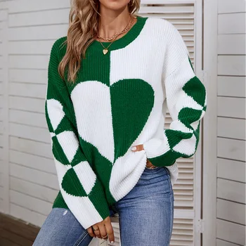 O-образным вырезом Love Sweater Женский 2023 Осень и зима Новый трансграничный свитер-пуловер для женщин Sueter Mujer
