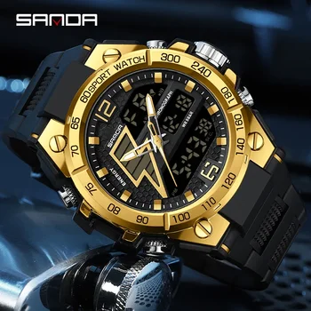SANDA 6137 2023 Лучшие мужские часы 5ATM Водонепроницаемые спортивные военные наручные часы Кварцевые часы для мужчин Часы Relogio Masculino