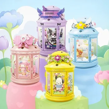 Sanrio Wonderful Lamp Series Строительные блоки Kuromi Cinnamoroll Pochacco My Melody Собранная игрушка Масляная лампа Модель Подарок