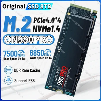 SSD M2 Nvme 4 ТБ M.2 2280 PCLE 4.0X 990 Pro 2 ТБ 1 ТБ Внутренний твердотельный накопитель 7450 МБ / с HDD Жесткий диск для настольного компьютера / ПК / ноутбука PS5