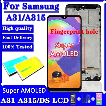 Super Amoled для Samsung A31 A315 A315F A315F / DS ЖК-дисплей Сенсорный экран Дигитайзер в сборе с отпечатками пальцев