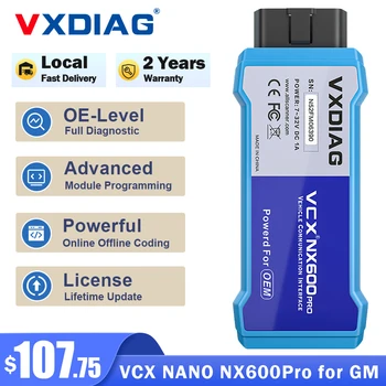 VXDIAG VCX NANO NX600Pro для GM USB WiFi Версия Автомобильный диагностический инструмент OBD2 OE-уровня Кодирование считывателя кода Программирование кодирования для Opel Buick
