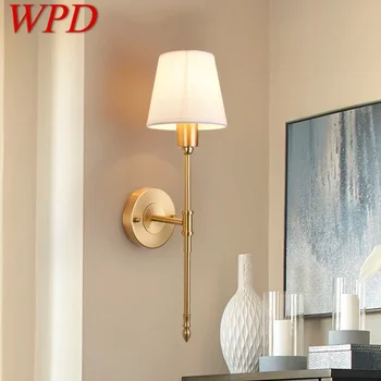 WPD Американская латунная настенная лампа Внутренняя гостиная Спальня Прикроватная лампа Ретро Отель Коридор Прихожая Настенный светильник