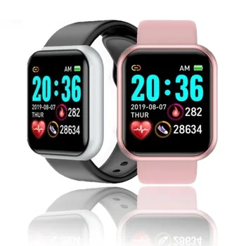 Y68 Bluetooth Смарт-часы Мужчины Женщины Y68 Монитор сердечного ритма Артериальное давление Спортивные смарт-часы Фитнес-трекер для Xiaomi Huawei