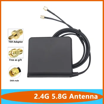 Двойной кабель 2.4G 5.8G Двухдиапазонный с высоким коэффициентом усиления 15 дБи Всеобщий WiFi Маршрутизатор Антенна Внутренний Наружный Усилитель На Большие Расстояния Антенна SMA TS9