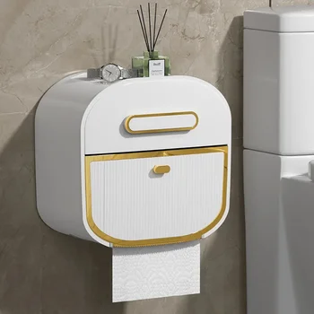 Держатель для туалетной бумаги Без держателя для сверлильных полотенец Хранение рулонной бумаги Водонепроницаемый многофункциональный органайзер для хранения унитаза