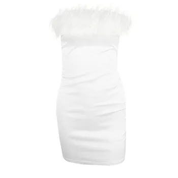 Женское платье Сексуальный плюшевый топ-труба с открытыми плечами Полая бедренная юбка для женщин