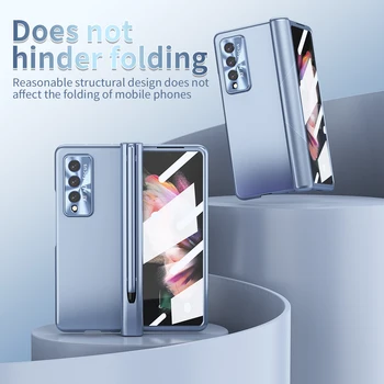  Защитный чехол из закаленного стекла для Samsung Galaxy Z Fold3 Fold 4 Fold4 5G Fold 3 Противоударная крышка держателя ручки