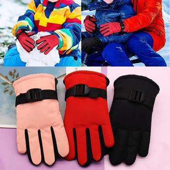 Зимние детские лыжные перчатки для сноуборда Нейлоновые нескользящие детские перчатки для мальчиков и девочек Водонепроницаемые для верховой езды Теплые флисовые зимние перчатки