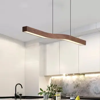  Имитация дерева Металлический подвесной светильник для столовой, кухни, бара, офиса с регулируемой яркостью Минималистичная подвесная лампа Провод