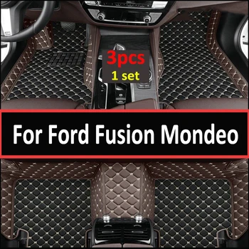  Ковры LHD для Ford Fusion Mondeo 2016 2015 2014 2013 Автомобильные коврики Кожа Изготовленные на заказ водонепроницаемые аксессуары Коврики Украшение