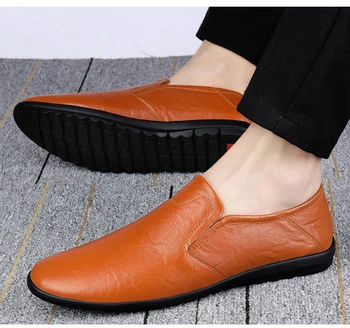 Кожаная обувь ручной работы Мужские лоферы Slip On Business Casual Shoes Классическая мягкая кожа дышащая мужская обувь плоская