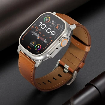 Кожаный роскошный ремешок для Apple Watch 9 Ultra 49 мм 45 мм 41 мм 38 40 42 44 мм Ремешок на запястье для iWatch ultra 2 series 9 8 7 6 5 4 3 se