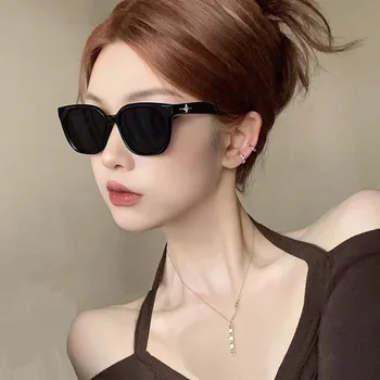 Корейская модная тенденция элегантные солнцезащитные очки в оправе для ПК Простая маленькая оправа кошачий глаз уличная фотография солнцезащитные очки с защитой от ультрафиолета