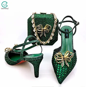  Кэрол Вечеринка Зеленое кружево Новая мода Шпилька Острый Чистый Цвет Светлый Высокий Каблук Женская Одиночная Обувь