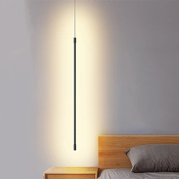  Минималистичный прикроватный подвесной светильник в спальне Светодиодный современный подвесной светильник для гостиной Линия светильника рядом с диваном Атмосфера подвесной лампы