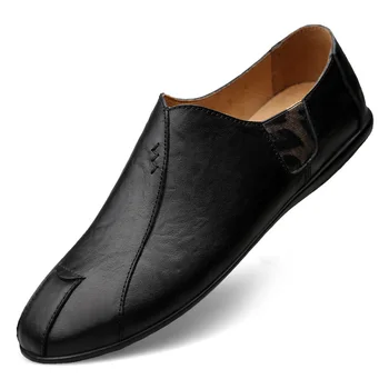 Мужская повседневная обувь из натуральной кожи Люксовый бренд 2022 Мужские мокасины Мокасины Дышащее скольжение на ленивой обуви для вождения Плюс размер 38-47