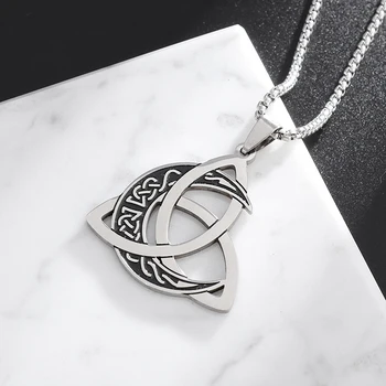 нержавеющая сталь классический кельтский узел луна троица кулон ожерелье мужчины женщины носят ювелирные изделия для вечеринок