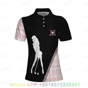 Новая женская рубашка для гольфа Быстросохнущие дышащие рубашки-поло Модные спортивные пуговицы с коротким рукавом и лацканом Футболка для гольфа по бадминтону