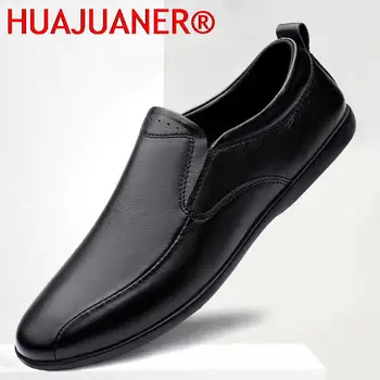 Новая мужская деловая обувь Мужская повседневная обувь Плюс размер 37-46 Удобная модная натуральная кожа Нескользящие мокасины Мокасины для мужчин