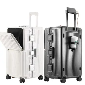 Новая утолщенная алюминиевая рамная коробка большой вместимости с увеличенным весом, зарегистрированный багаж, перемещение с ручным толканием, многофункциональность
